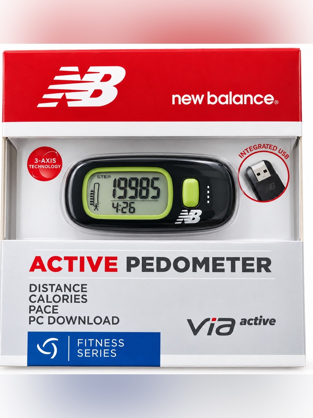 New Balance Active Pedometer – Black with Lime Accents